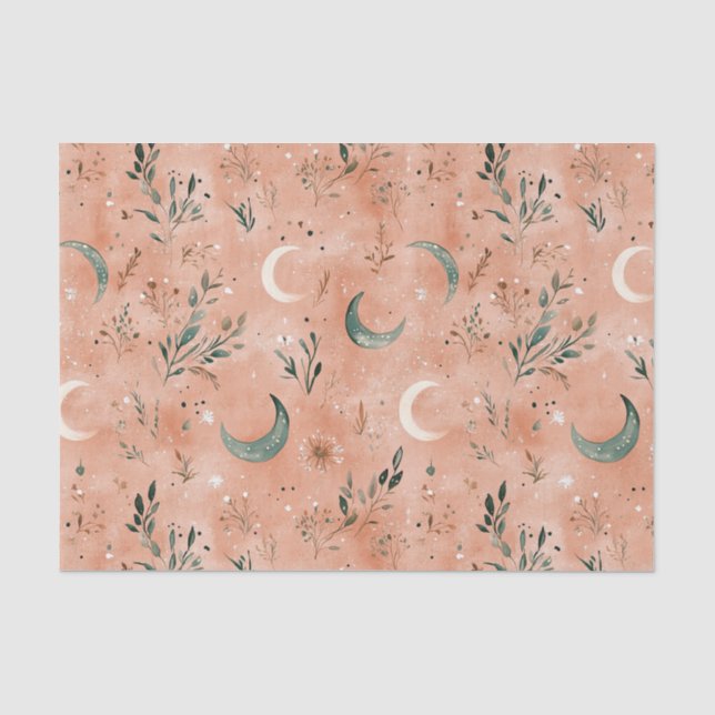 Boho-Himmels-Blumen-Mond-Muster (4) Seidenpapier (Vorderseite)