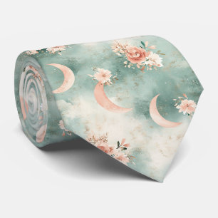 Boho-Himmels-Blumen-Mond-Muster (7) Krawatte