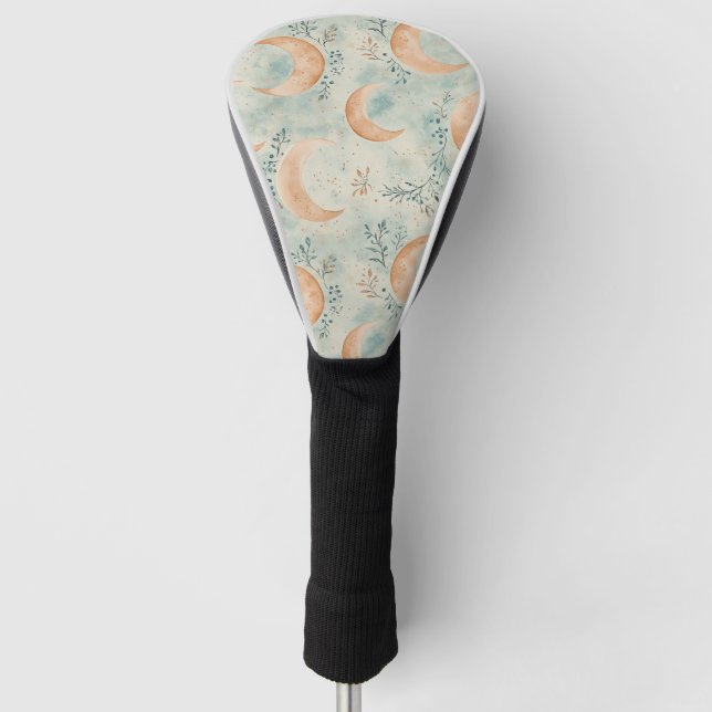 Boho-Himmels-Blumen-Mond-Muster (8) Golf Headcover (Vorderseite)