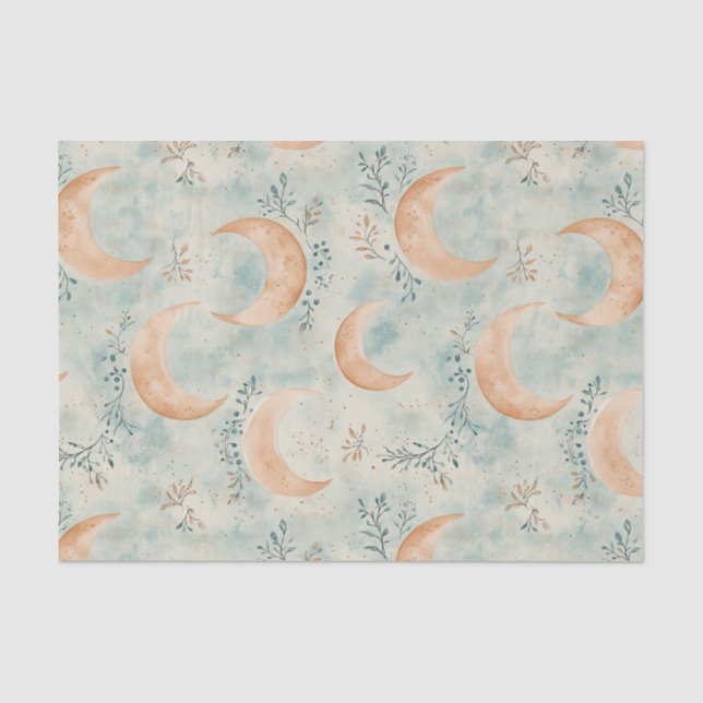 Boho-Himmels-Blumen-Mond-Muster (8) Seidenpapier (Vorderseite)