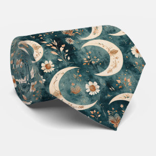 Boho-Himmels-Blumen-Mond-Muster (9) Krawatte