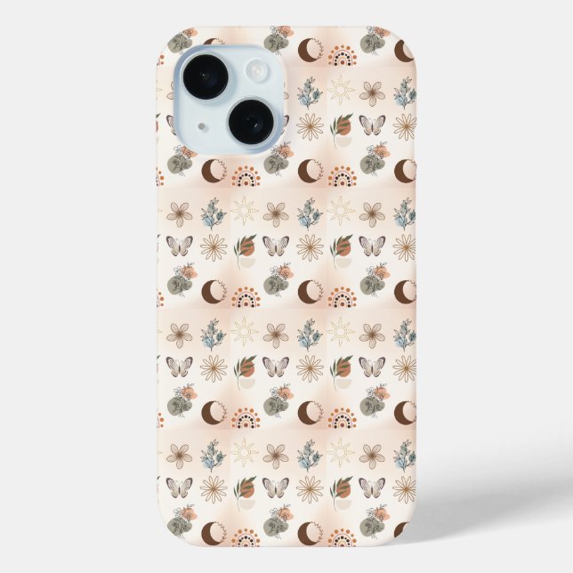 Boho-Himmels-Blumenmuster Case-Mate iPhone Hülle (Rückseite)