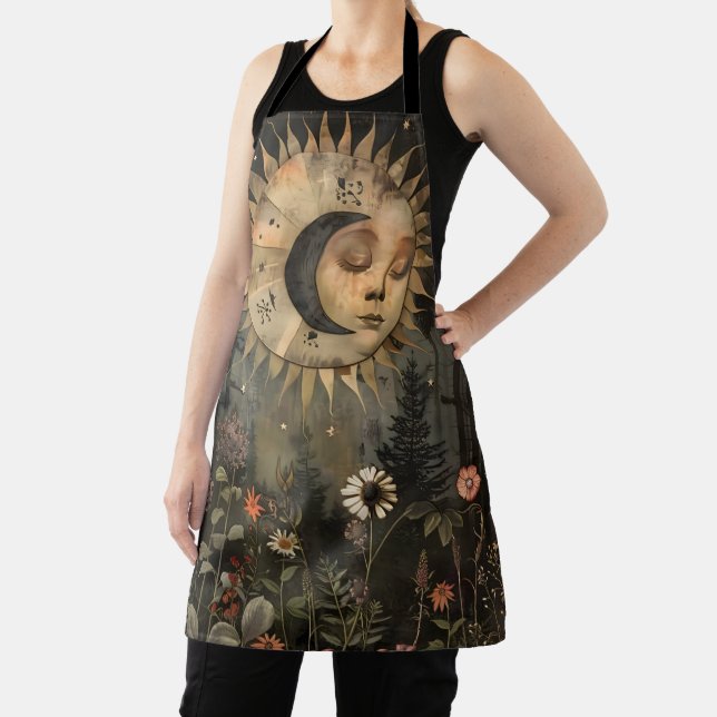 Boho Himmels-Sonne-Mond-Wildblumengarten Schürze (InSitu)