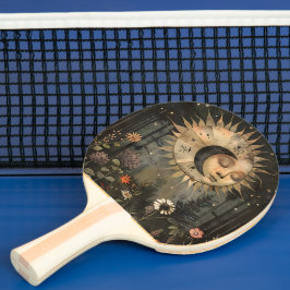 Boho Himmels-Sonne-Mond-Wildblumengarten Tischtennis Schläger