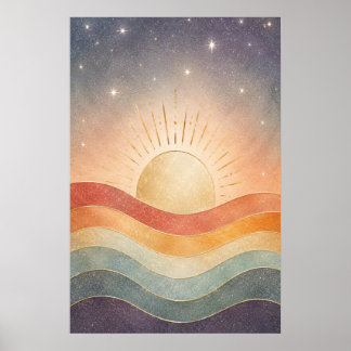 Boho Himmelsaufgang Abstrakte Moderne Wüsten-Sonne Poster