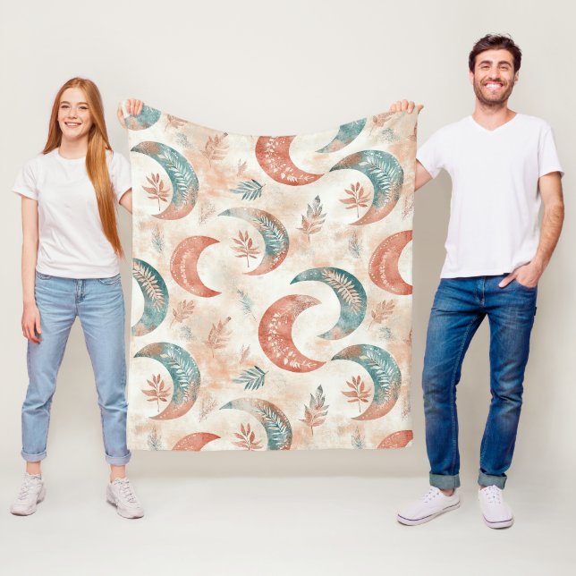 Boho Himmelsblumen-Mondmuster (2) Fleecedecke (Beispiel)