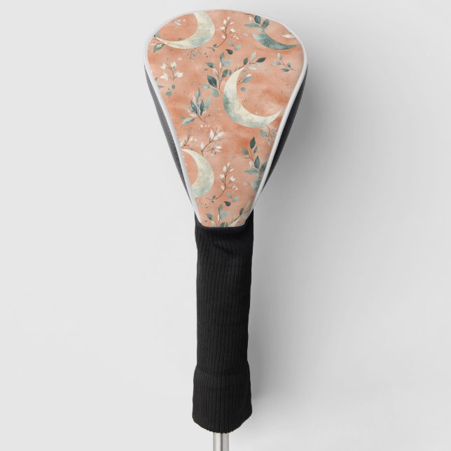 Boho Himmelsmond-Blumenmuster (5) Golf Headcover (Vorderseite)