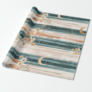 Boho Himmelsstreifen in Türkis für Freigeister Geschenkpapier