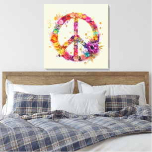 Boho-Hippie-60er-70er-Friedenszeichen-Leinwanddruc Leinwanddruck