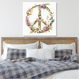 Boho-Hippie-60er-70er-Friedenszeichen-Leinwanddruc Leinwanddruck