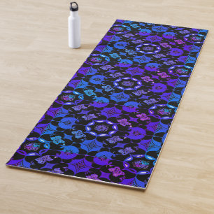 Boho Hippie Blau Lila Gemustert Groovy Retro Yogamatte