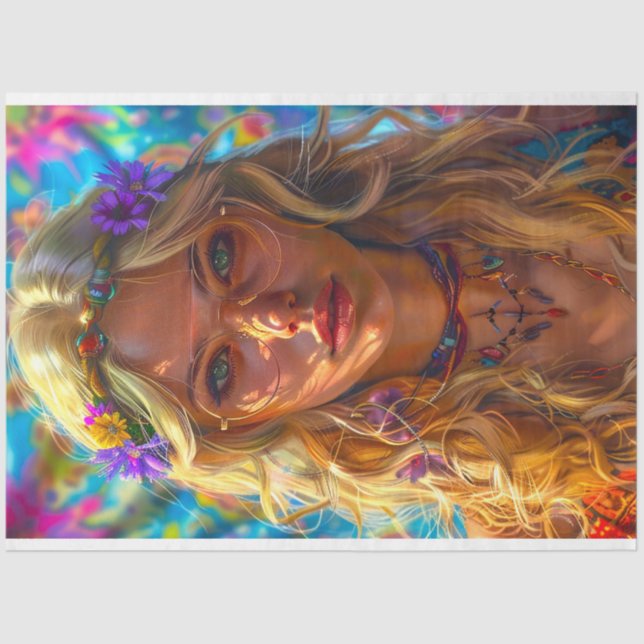 Boho Hippie Blume Child Chic Decoupage Seidenpapier (Vorderseite)