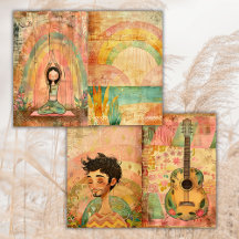 Boho Hippie Bunte Tiere Junk Journal Papier