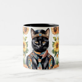 Boho Hippie Cat mit Scarf 11 oz Tasse