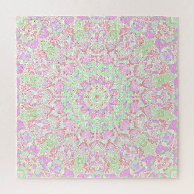Boho Hippie Eclectic Funky Colorful Pastel Mandala Puzzle (Vertikal)