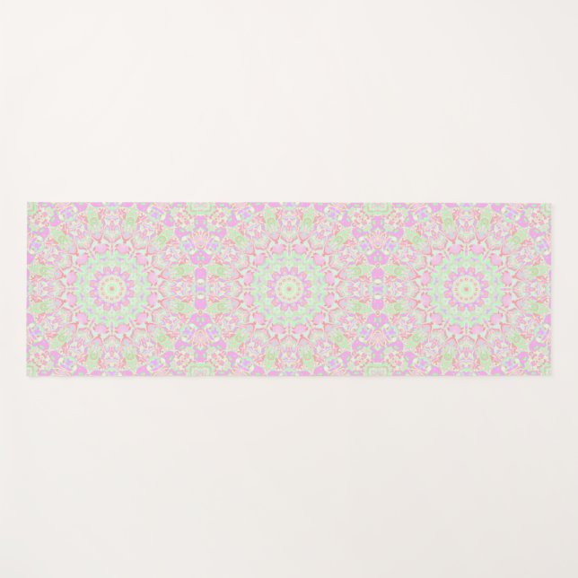 Boho Hippie Eclectic Funky Colorful Pastel Mandala Yogamatte (Vorderseite (Horizontal))