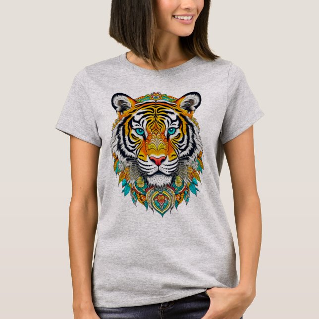 Boho Hippie Floral Year of the Tiger Art T-Shirt (Vorderseite)