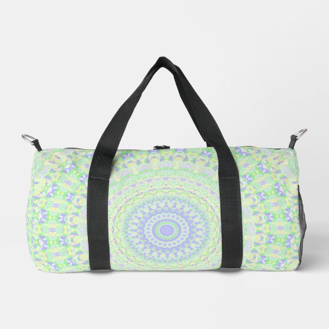 Boho Hippie Funky Eclectic Spring Pastel Mandala Duffle Bag (Vorderseite)