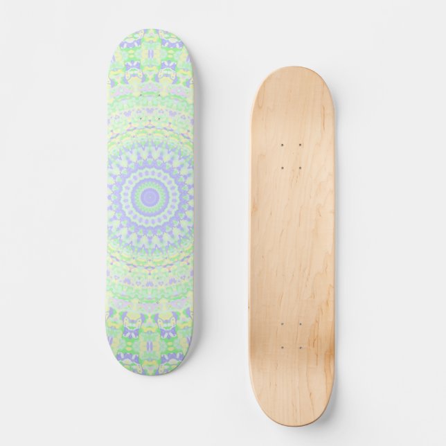 Boho Hippie Funky Eclectic Spring Pastel Mandala Skateboard (Vorderseite)