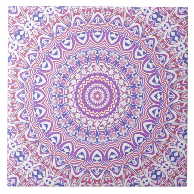 Boho Hippie Funky Groovy Bohemisch Kaleidoscope Fliese (Vorderseite)