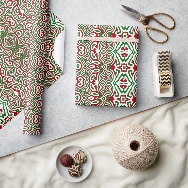 Boho Hippie Funky Trippy Verziert Christmas Mandal Geschenkpapier (Kunsthandwerk)