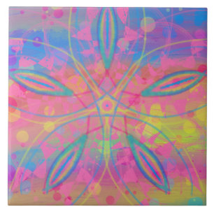 Boho Hippie Gefärbte Krawatte Neon Pastel Mandala  Fliese