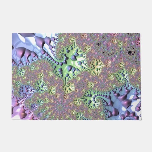 Boho Hippie Groovy Shiny Colorful Rainbow Fraktal Fußmatte (Vorderseite)