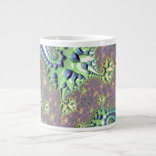 Boho Hippie Groovy Shiny Colorful Rainbow Fraktal Jumbo-Tasse