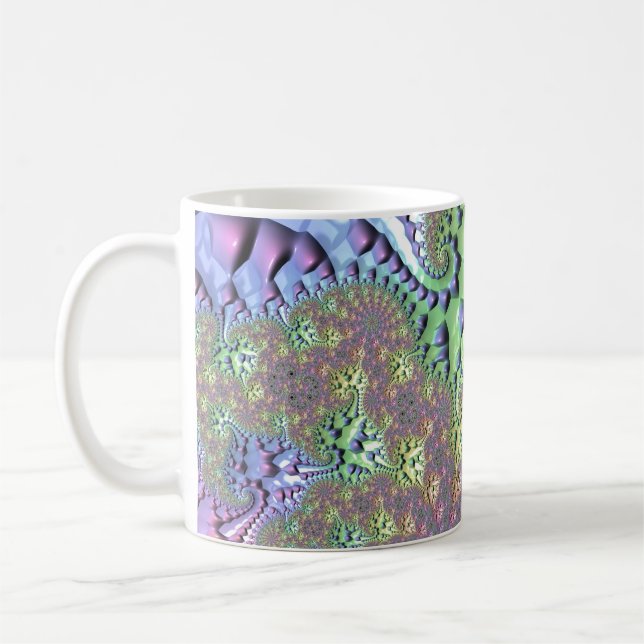 Boho Hippie Groovy Shiny Colorful Rainbow Fraktal Kaffeetasse (Links)