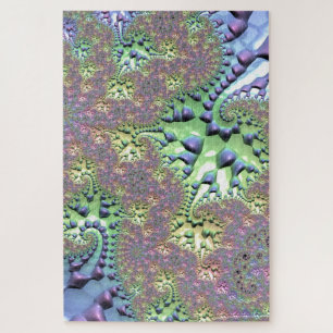 Boho Hippie Groovy Shiny Colorful Rainbow Fraktal Puzzle