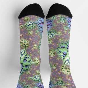 Boho Hippie Groovy Shiny Colorful Rainbow Fraktal Socken