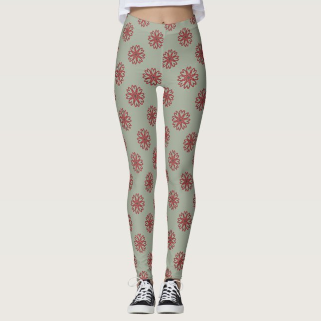 Boho Hippie-Herz-Blumen Leggings (Vorderseite)