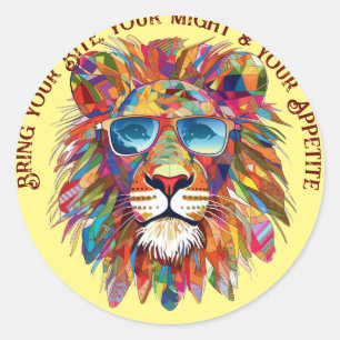 Boho Hippie Lion SHades Runder Aufkleber