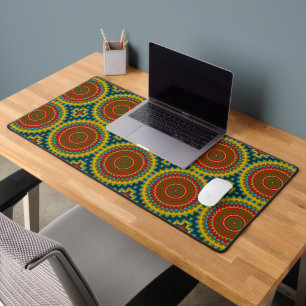 Boho Hippie Red Yellow Blue Vintag Tribal Ethnic Schreibtischunterlage