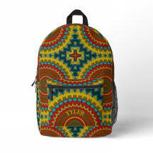 Boho Hippie Rot Gelb Blau Vintage Stammes Ethnisch