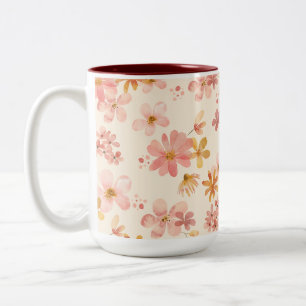 Boho hippie rustikale erdige natürliche Blume Zweifarbige Tasse