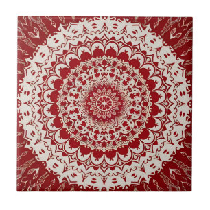 Boho Hippie Tibetan Inspiriert Red Mandala Fliese