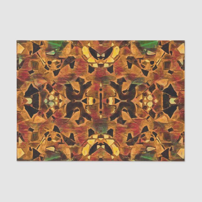 Boho Hippie Tribal Brown Green Red Pattern Seidenpapier (Vorderseite)