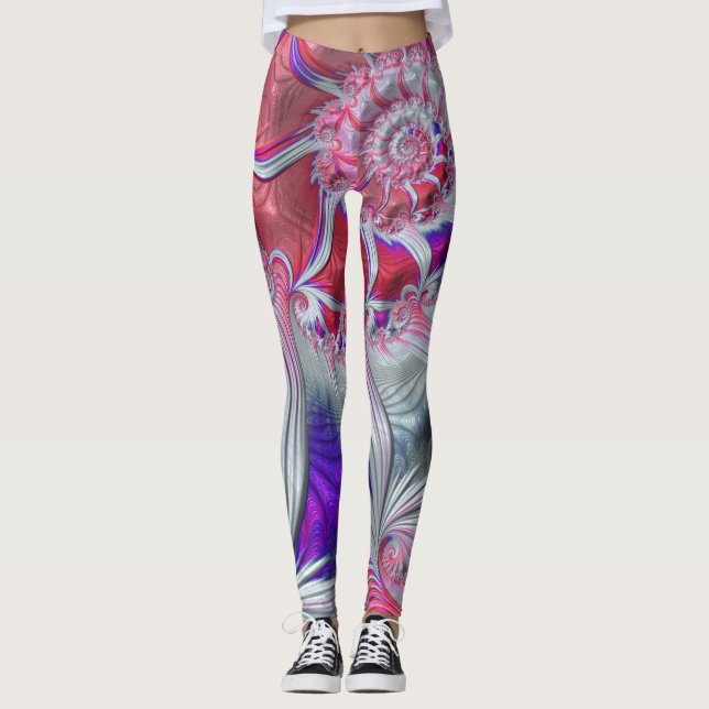 Boho Hippie Trippy Funky Nautilus Spiral Fraktal Leggings (Vorderseite)