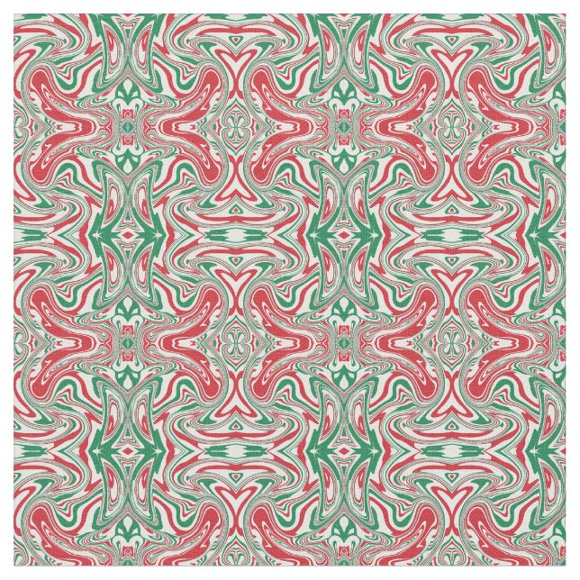 Boho Hippie Trippy Retro Wirbles Weihnachtsmuster Stoff (Nahaufnahme)