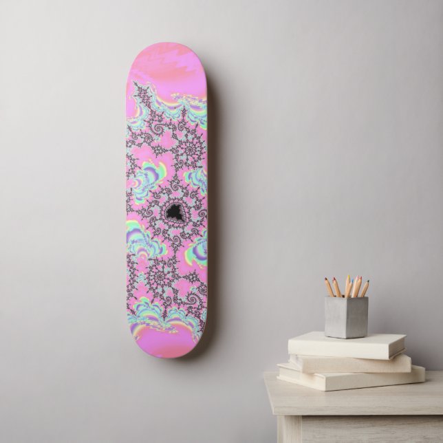 Boho Hippie Unicorn Pastel Mandelbrot Fraktal Skateboard (Wandkunst)