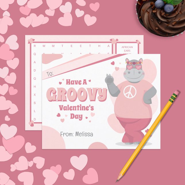 Boho Hippo Kids Valentine's Day Card (Von Creator hochgeladen)