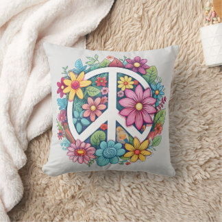 Boho Hippy 60er 70er Friedenszeichen Kissen
