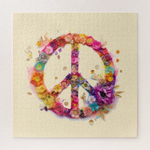 Boho Hippy 60er 70er Friedenszeichen Puzzle