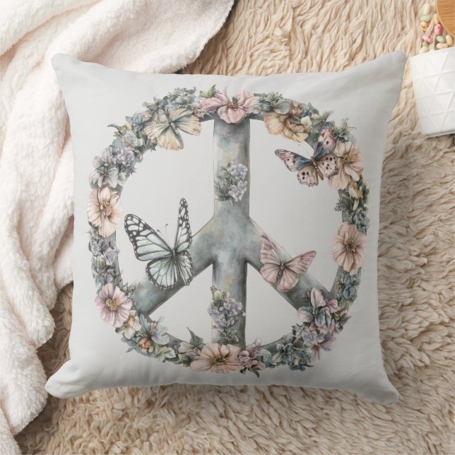 Boho Hippy 60s 70s Peace Sign Kissen (Decke)