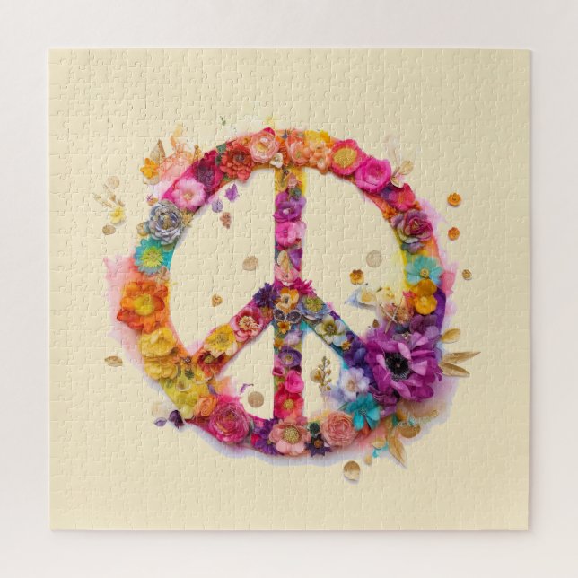 Boho Hippy 60s 70s Peace Sign Puzzle (Vertikal)