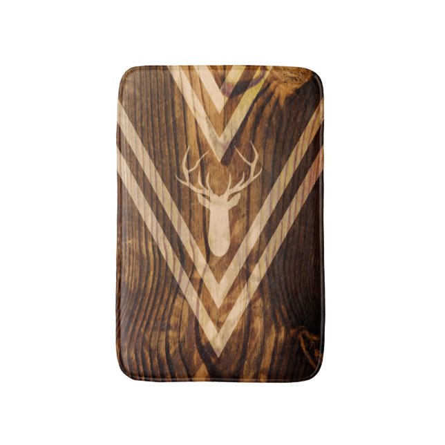 Boho-Hirsch auf rustikalem Holz Badematte (Vorderseite Vertikal)