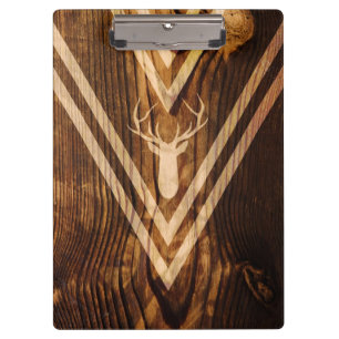 Boho-Hirsch auf rustikalem Holz Klemmbrett
