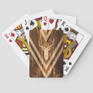 Boho-Hirsch auf rustikalem Holz Spielkarten