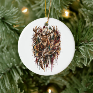 Boho-Hirsch, Träumend von Hirschen Keramik Ornament